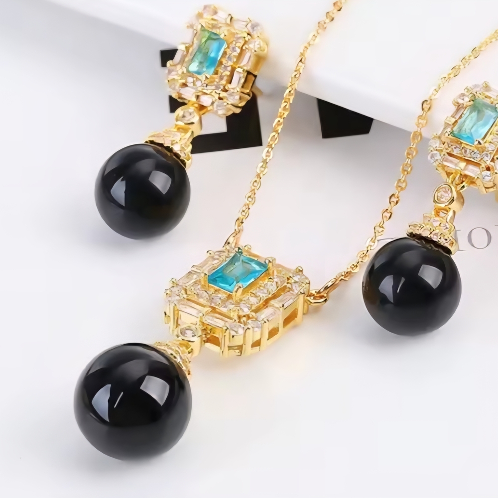 Elegant Gold and Black Jewelry Set